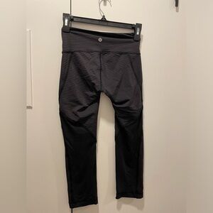 Lululemon Black with White Stripes Crop Leggings